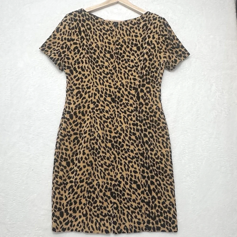 Leopard Print Velvet Sheath Dress Women's Size 6 Vintage Made in USA Glam Retro - Picture 6 of 10